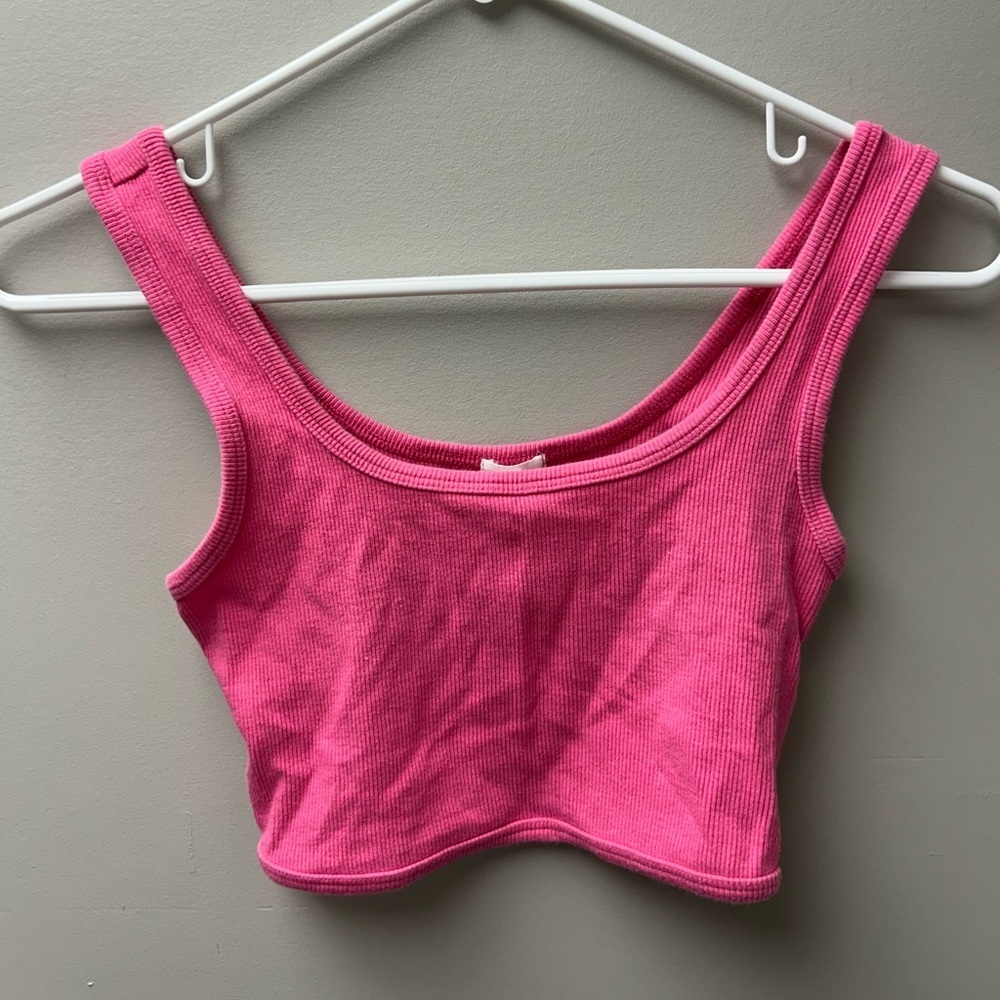 Garage Womenβs Pink Cropped Ribbed Tank Topβ
